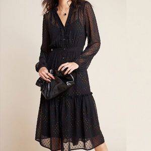 Anthropologie Black Audrey Clip Dot Shirtdress